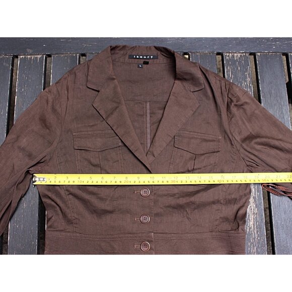 Theory - Jacqueline Safari Blazer in Linen Viscose Stretch, Brown - Large - Picture 5 of 10